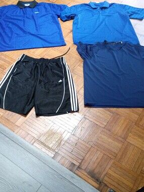 Men's Athletic Polo and Shorts Bundle - Blue & Black